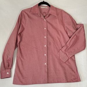 FOXCROFT Red Striped Wrinkle Free Button Down Shirt Preppy Career